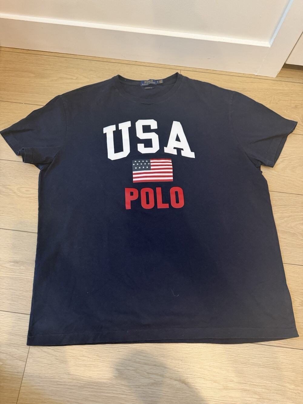 Polo Ralph Lauren Mens USA Polo Flag T Shirt Blue Size Large